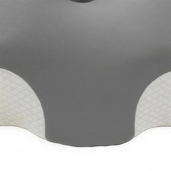 Close-up of the front centre curve on the Light Grey pillow