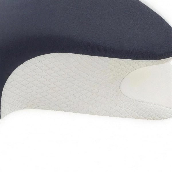Close-up of the cream diamond-quilted side wall below the Dark Grey top